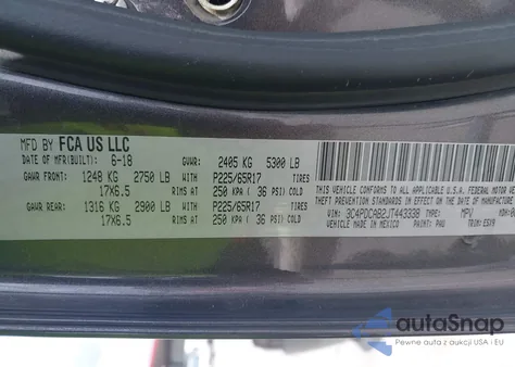 2018 Dodge Journey Se from USA, damaged, VIN 3C4PDCAB2JT443338